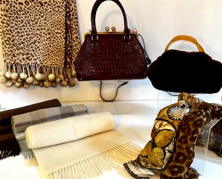 Faux Croc Handbags & Fur Trim Travel Wrap & Accessories
