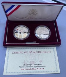 U.S. Olympic Coins Of The Atlanta Centennial Olympic Games 1995 Two Coin Silver Proof Set