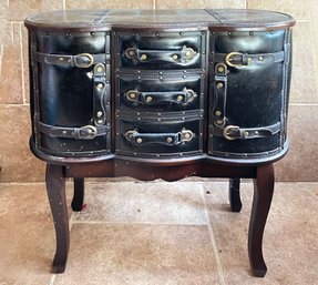 A Leather Clad Petit Vanity, Makeup Chest Or Console