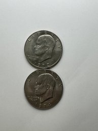2 Eisenhower Dollars 1972, 1974-D
