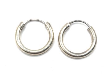 Vintage Sterling Silver Thick Hoop Earrings