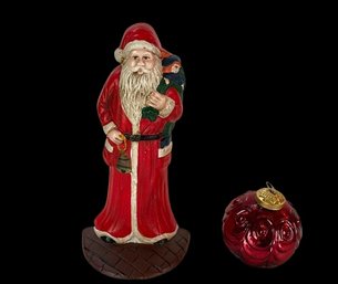 A Vintage Cast Iron Santa Doorstop, 1990'S Taiwan