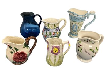 Collection Of 6 Ceramic Pitchers