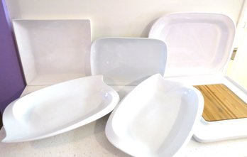 White Porcelain Serveware Platters & Cheese Plate