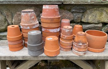 Weathered Terracotta Pots, Mixed Lot, 35 Piece
