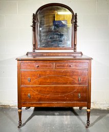 An Antique Mahogany Dresser With Mirror C. 1920's