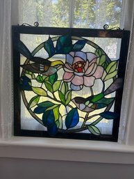 A Pair Of Bird Themed Stained Glass Panels