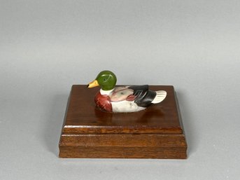 Albert E Price Wooden Duck Box  With Playing Cards