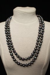 Rare Hand Knotted Natural Black Real Pearl Necklace