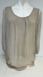 Prontomoda Giusy Grey Silk Blouse Made In Italy Size S