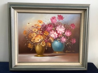 Robert Cox Signed Floral Oil On Canvas