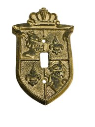 Vintage 6' Brass Coat Of Arms Light Switch Cover