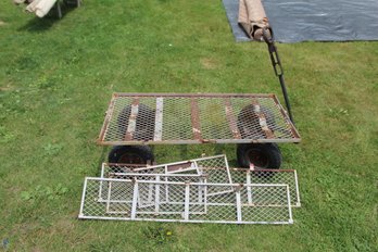 26 X 52 Garden Cart, All Tires Hold Air, Sides Need Some Repair. Used.