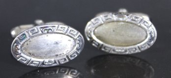 Fine Vintage Sterling Silver Greek Key Designed Cufflinks