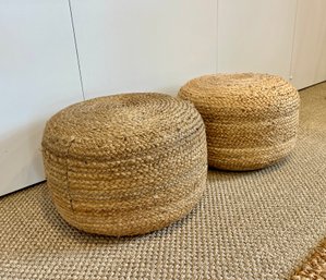 A Pair Of Jaipur Living - Seagrass Poofs - Perfect Extra Seats Or Tables