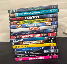 Lot Of DVD Movies - Blade, Dave Chappelle, Michael Clayton, Godzilla, Penguins, Haywire, Hall Pass. KD/E2