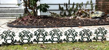 Seven Ornate Green Cast Iron Garden Stake Edging- Lot 1