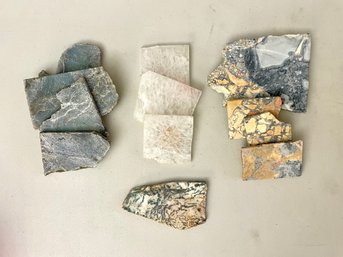 Small Raw Slabs Including Rose Quartz, Dendritic Jasper, Labradorite & Mango Jasper, Total Weight 2 Lb 3.4oz