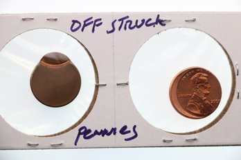 2 Error Struck Pennies Coin