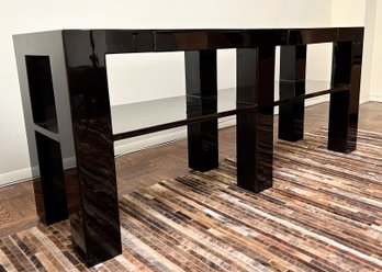 High Gloss Two Drawer Console - Very Dark Brown