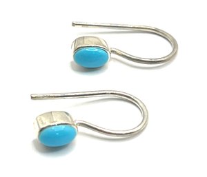 Vintage Sterling Silver Turquoise Color Stone Earrings