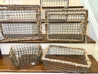 Fabulous Wire/Rope Baskets - Set Of 9