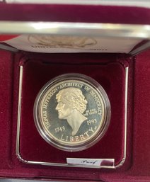 Thomas Jefferson 250th Anniversary Silver Dollar PROOF