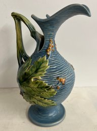 Beautiful Roseville Pottery Blue Bushberry Ewer