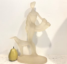 1986 Art Deco Frosted Signed Lucite Sculpture By Austin Productions