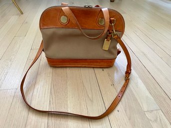 Vintage Dooney & Bourke Leather And Canvas Top Handle Bag With Shoulder Strap