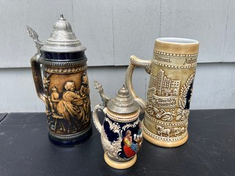 Trio Of Vintage Beer Steins