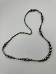 Unique Sterling (?) Bead Necklace