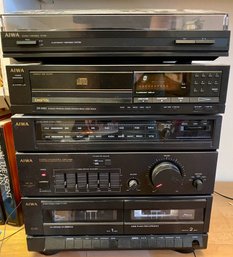 Aiwa Stereo System With Turntable, CD Player, Tape Deck, Radio, Amp & 2 Speakers Model: SX-33A