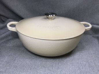 Beautiful LE CREUSET Cast Iron Dutch Oven - Color Believed To Be Meringue - Stainless Knob - Very Nice Piece