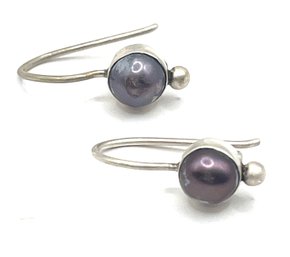 Vintage DAI Sterling Silver Purple Gray Color Stone Earrings