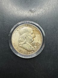 1957-D Benjamin Franklin Silver Half Dollar