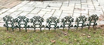 Seven Ornate Green Cast Iron Garden Stake Edging- Lot 2