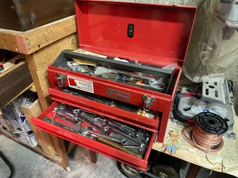 Red Metal Tool Box Full Of Tools