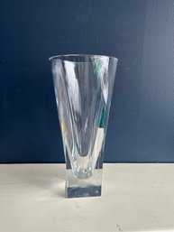 Tall Crystal Vase, Orrefors Style, Unmarked