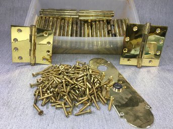 Paid Over $1,800 ! - Huge Lot BALDWIN Solid Brass Door Hinges - Two Sizes - 27 Of One Size / 7 Of The Other
