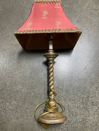 Table Lamp With Fabulous Vintage Silk Shade