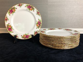 Vintage Royal Albert Old Country Roses Bone China Dinner Plates - Set Of 12