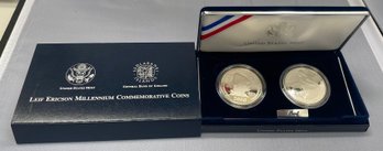 2000 Leif Ericson Millennium Commemorative Two Coin PROOF Set