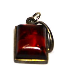 Small Size Genuine Amber Sterling Silver Pendant