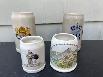 Four Vintage German Beer Mugs