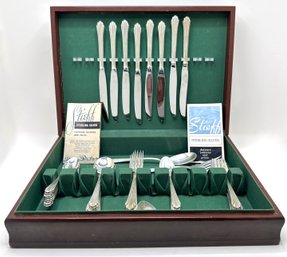 Vintage Stieff Sterling Silver Flatware Full Service For 8 In Original Box, Homewood Pattern