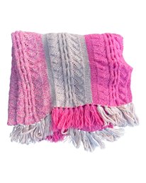 Handmade Pink Boho Throw Blanket - 74 Inches Long 45 Incjes Wide