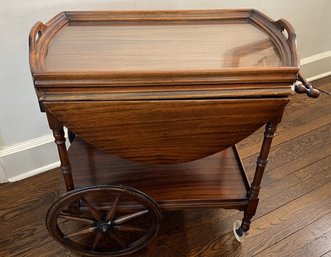 A Vintage Drop Leaves Tea Cart With Single Drawer And Removable Serving Tray