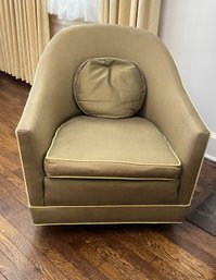 An Original MCM Upholstered Swivel Barell Club Chair 1 Of 2