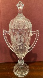 A Glass / Crystal  Golf Trophy With Handles